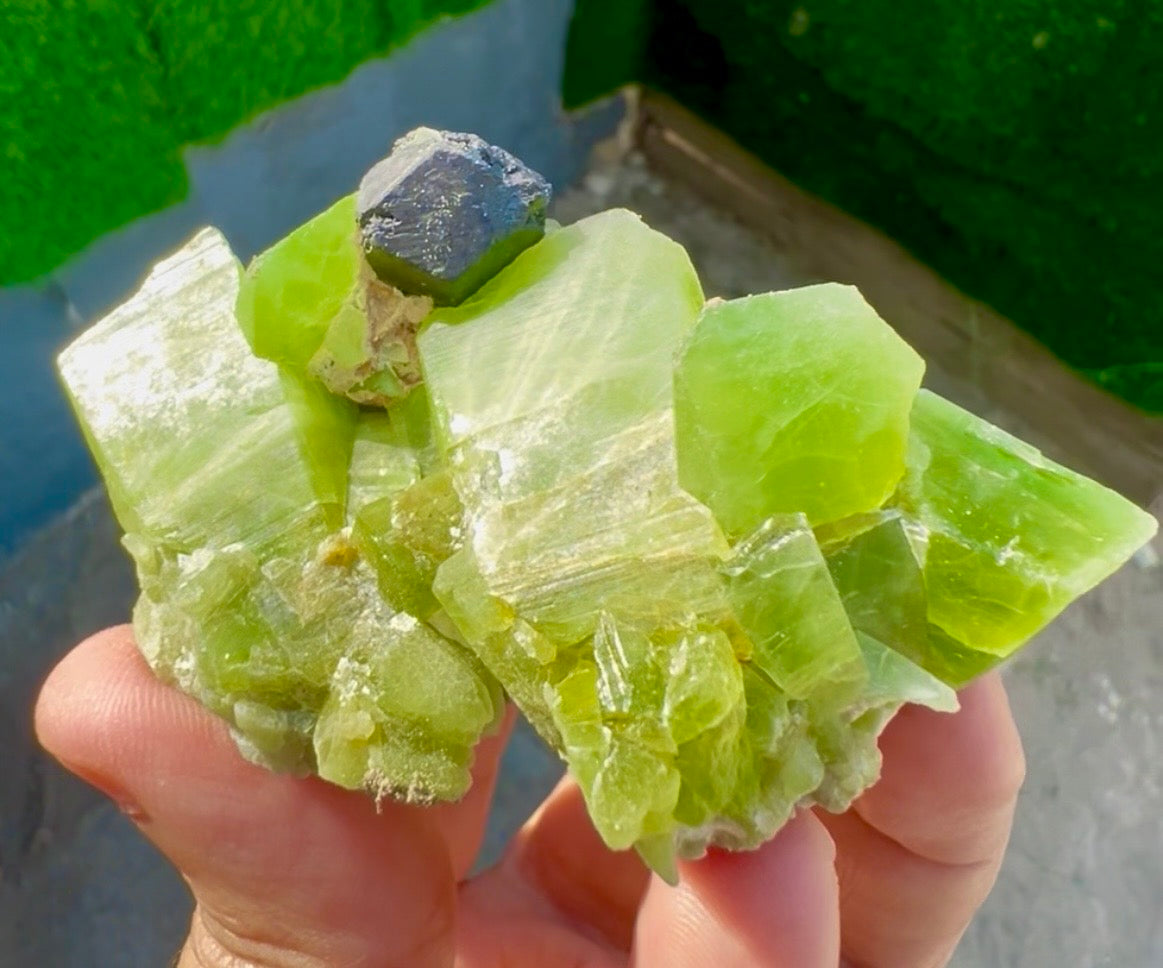 Peridot Crystals with Magnetite from Pakistan, 115 gram