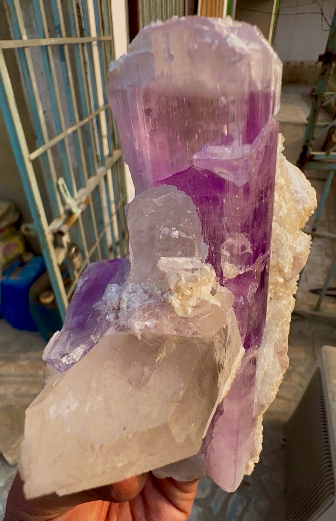 Kunzite Crystal with Quartz and Lepidolite from Afghanistan, 958 gram