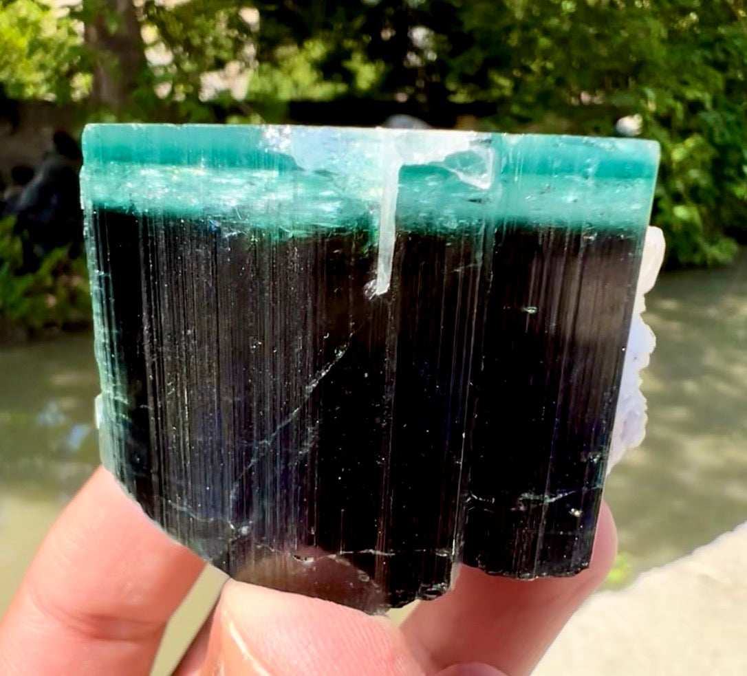 Blue Cap Tourmaline, Pink Lepidolite, Quartz and Albite specimen from Afghanistan, 205 gram