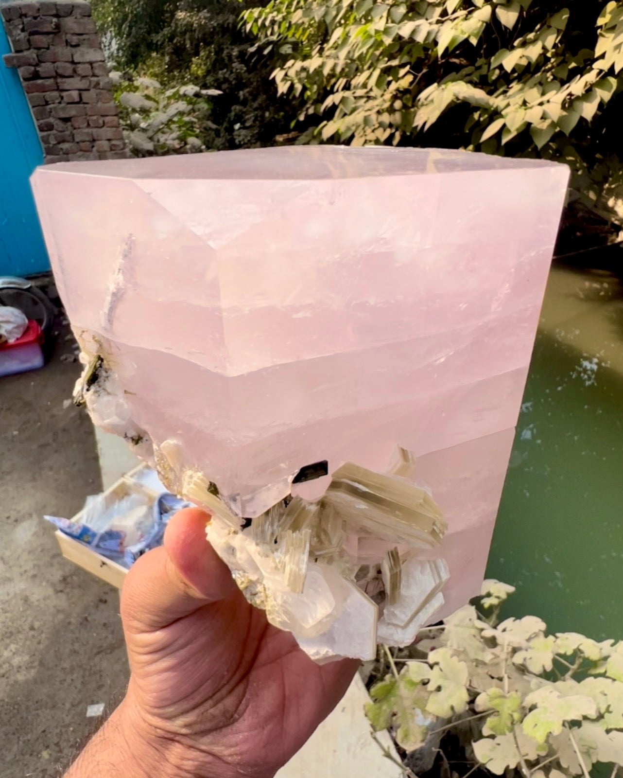 Pink Morganite crystal with Tourmalines and Mica from Pakistan, 2339 gram