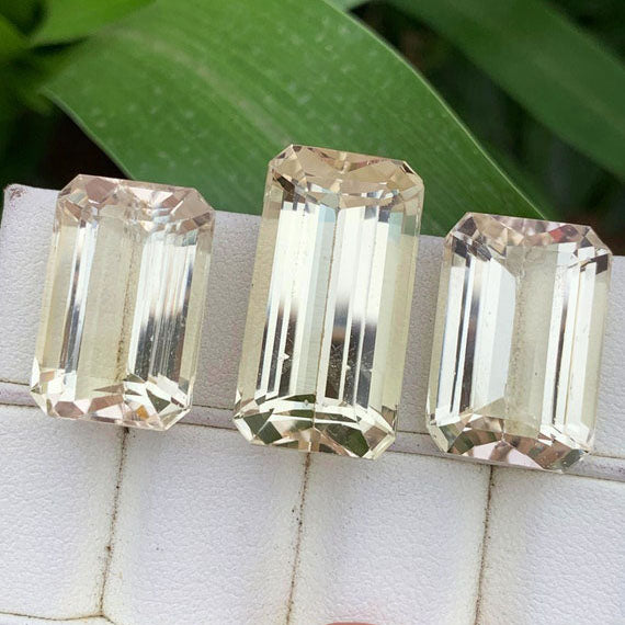 Emerald Shape Yellow Kunzite Gemstone Set, Flawless Faceted Kunzite Cut Stones, Kunzites For Jewelry Making, Gemstones Jewelry Set, 75.5 CT