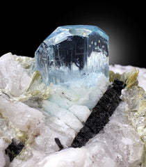 Natural Aquamarine Crystal With Mica Schorl and Feldspar Mineral Specimen From Skardu Pakistan - 1413 gram