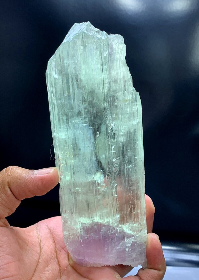 Bicolor Kunzite Crystal, Natural Kunzite, Kunzite Gemstone, Green Kunzite, Raw Kunzite, Kunzite Crystal From Afghanistan - 535 Gram