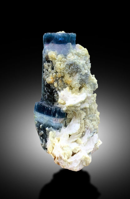 Natural Blue Cap Tourmaline with Albite, Tourmaline Crystal, Tourmaline Specimen, Tourmaline from Paproke Afghanistan - 246 gram