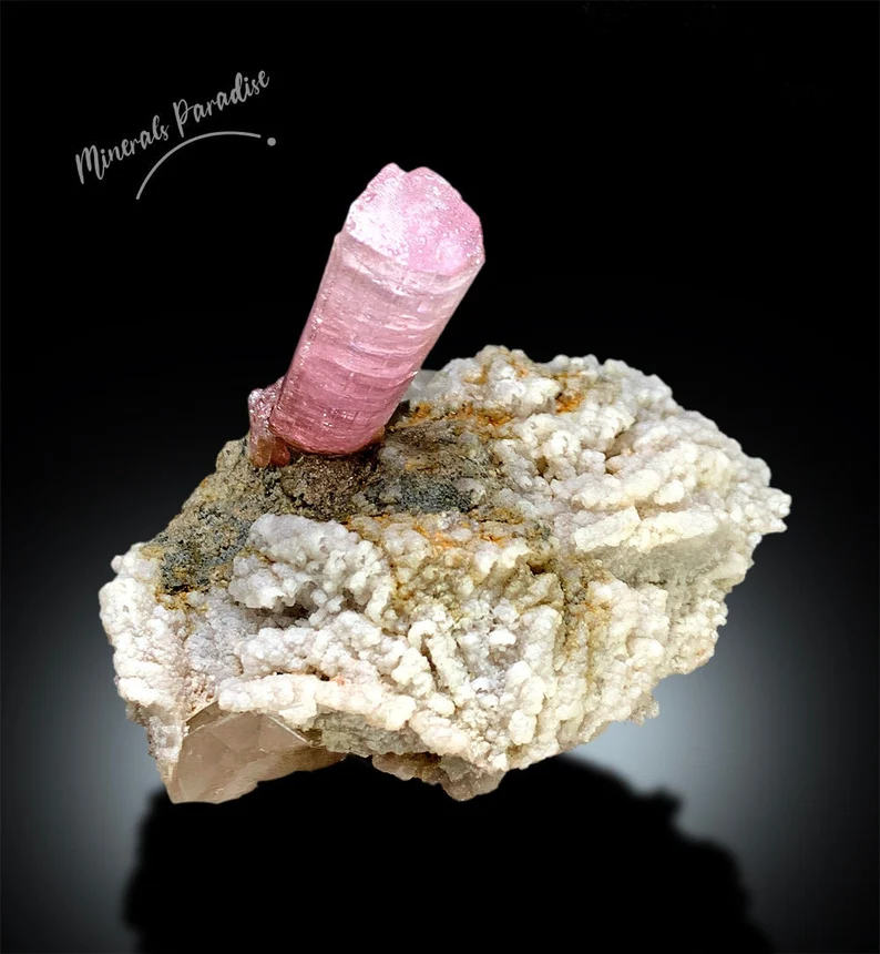 Tourmaline Specimen, Tourmaline Crystal with Albite And Quartz, Pink Tourmaline, Top Grade Tourmaline, Paprok Tourmaline Specimen- 225 gram