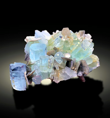 Natural Blue Color Aquamarine Cluster with Muscovite Mica, Aquamarine Bunch, Aquamarine from Nagar valley Gilgit Pakistan - 510 gram