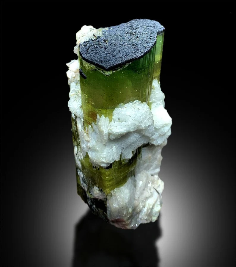 Tourmaline Crystal, Natural Tourmaline with Albite Mineral Specimen from Afghanistan - 245 g, 85*40*40 mm