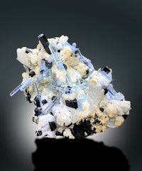 Aquamarine Crystals, Tourmaline Specimen, Aquamarine Specimen, Aquamarines with Schorl, Top Grade Aquamarine Specimen from Skardu, 429g