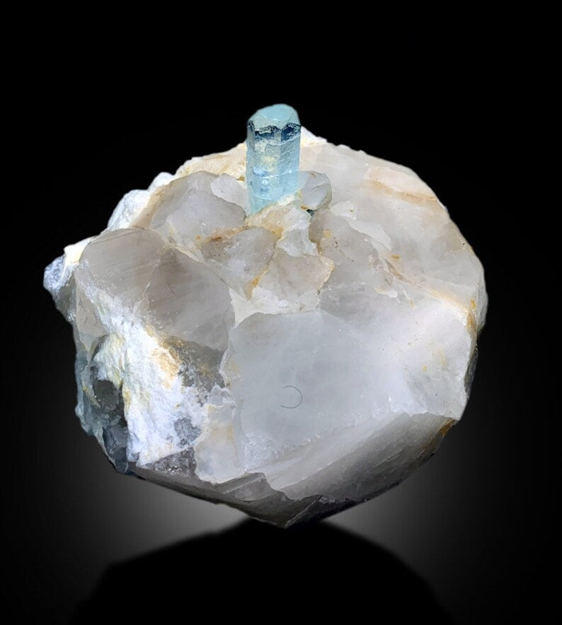 Natural Terminated Blue Aquamarine Crystal on Quartz Mineral Specimen From Skardu Pakistan - 3297 gram