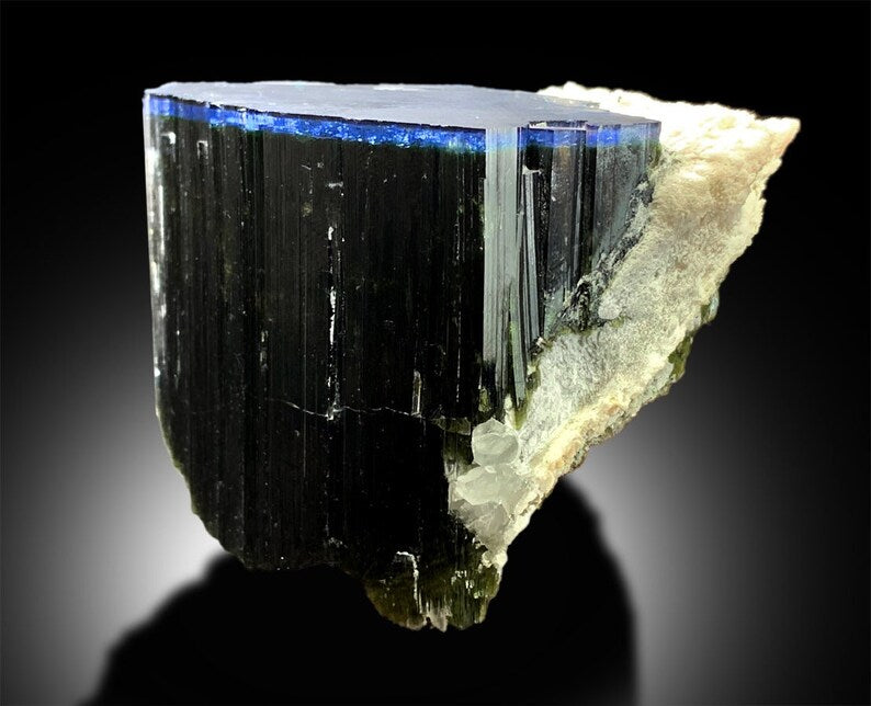 Blue Cap Tourmaline with Albite, Tourmaline Crystal, Tourmaline Mineral Specimen from Paprok, Tourmaline for sale, Tourmaline stone, 478g