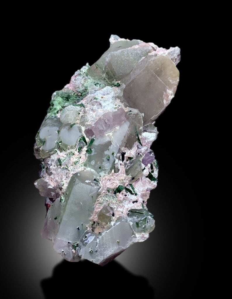 Pink Morganite With Green Tourmalines Kunzite Quartz and Albite Combine Specimen From Afghanistan - 3654 gram