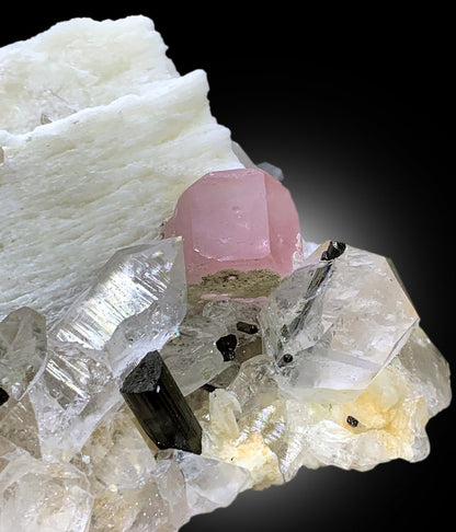 Natural Pink Color Apatite with Smoky Quartz, Black Tourmalines and Feldspar, Mineral Specimen, Raw Mineral, Apatite Specimen - 762 gram
