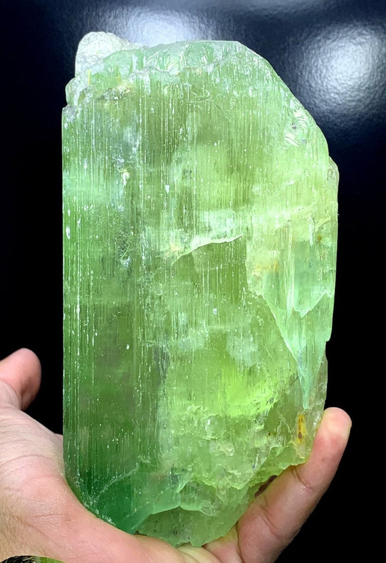 Bicolor Kunzite Crystal, Green Kunzite var Hiddenite Crystal, Natural Hiddenite Kunzite Specimen, Raw Kunzite From Afghanistan - 1518 gram