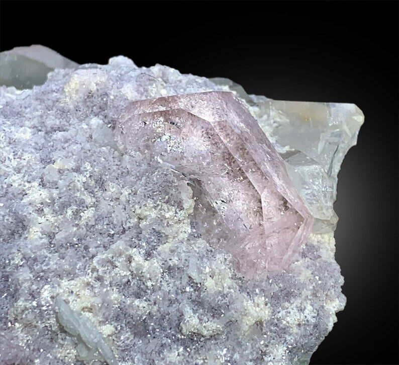 Pink Morganite Specimen, Morganite with Quartz, Morganite with Lepidolite, Morganite Crystals, Pink Lepidolite, Quartz crystals, 459 gram