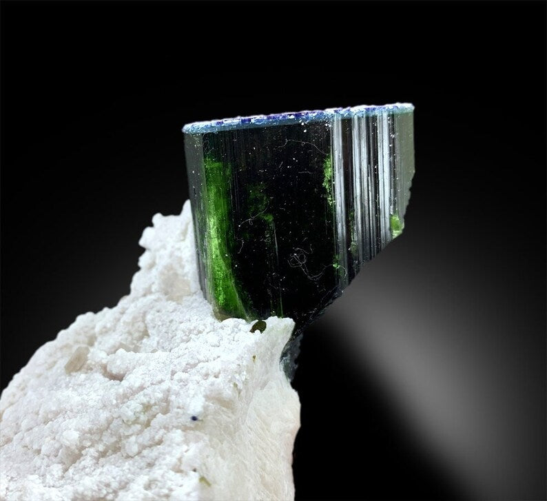 Blue Cap Tourmaline with Albite Mineral, Natural Tourmaline, Tourmaline Rough, Tourmaline Specimen From Paproke 580 Gram