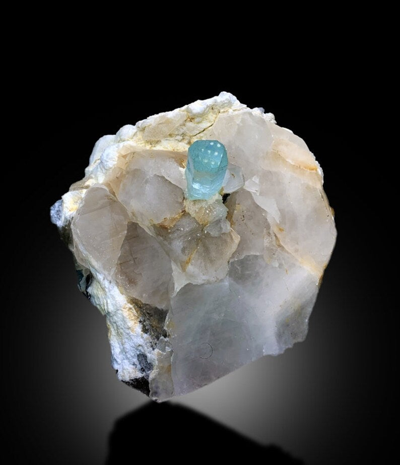Natural Terminated Blue Aquamarine Crystal on Quartz Mineral Specimen From Skardu Pakistan - 3297 gram