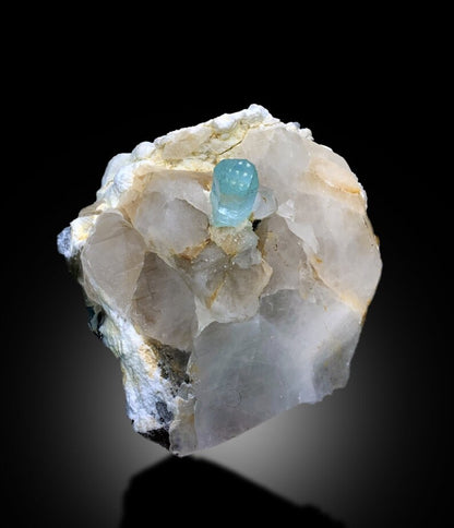 Natural Terminated Blue Aquamarine Crystal on Quartz Mineral Specimen From Skardu Pakistan - 3297 gram