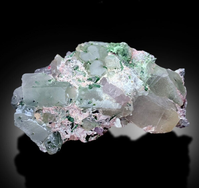 Pink Morganite With Green Tourmalines Kunzite Quartz and Albite Combine Specimen From Afghanistan - 3654 gram