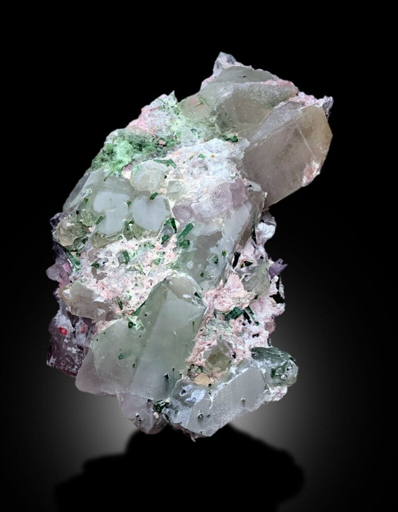 Pink Morganite With Green Tourmalines Kunzite Quartz and Albite Combine Specimen From Afghanistan - 3654 gram