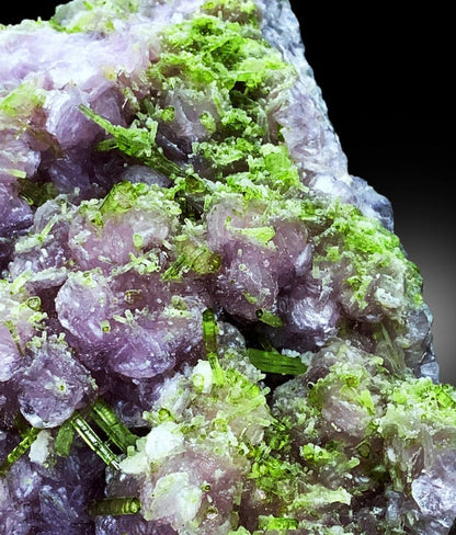Natural Green Tourmaline Cluster on Pink Lepidolite, Tourmaline Specimen, Tourmaline Specimen from Paproke Afghanistan - 3949 gram