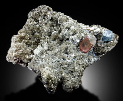 Natural Blue Color Aquamarine with Pink Fluorite and Muscovite Mica, Mineral Specimen, Aquamarine from Gilgit Baltistan Pakistan - 890 gram