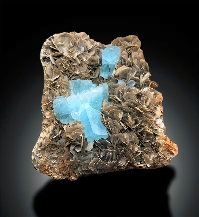 Museum Grade Aquamarine Specimen | Aquamarine Crystals Cluster | Aquamarine stone | Aquamarine for sale | Mineral Specimen | Muscovite Mica- 7.5 kg