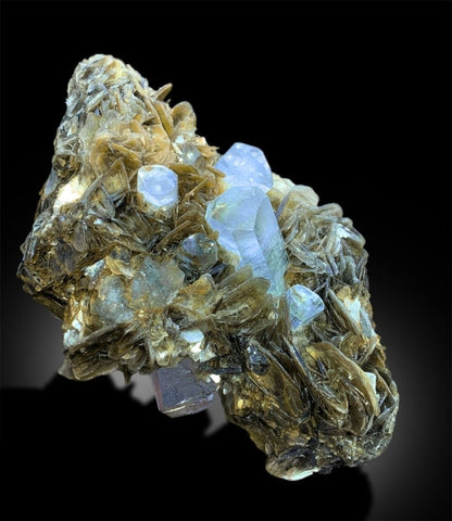 Aquamarine Crystals with Muscovite Mica, Aquamarine Cluster, Crystal Cluster, Aquamarine Specimen, Mineral Specimen, Raw Aquamarine,580 gram