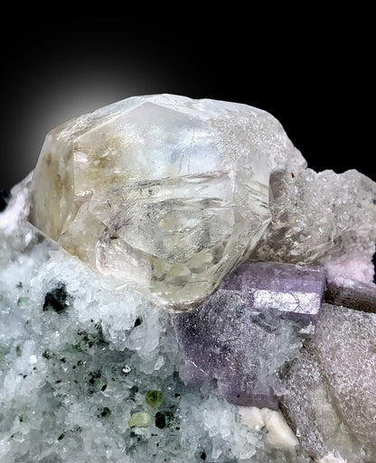 Morganite Specimen, Natural Morganite Crystal with Purple Apatite and Mica, Tourmalines and Albite Mineral Specimen from Afghanistan, 415 g