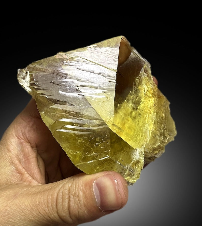 Transparent Yellow Triphane Kunzite with Complex Terminations, Kunzite Stone, Raw Mineral, Kunzite Gemstone, Mineral Specimen - 296 gram