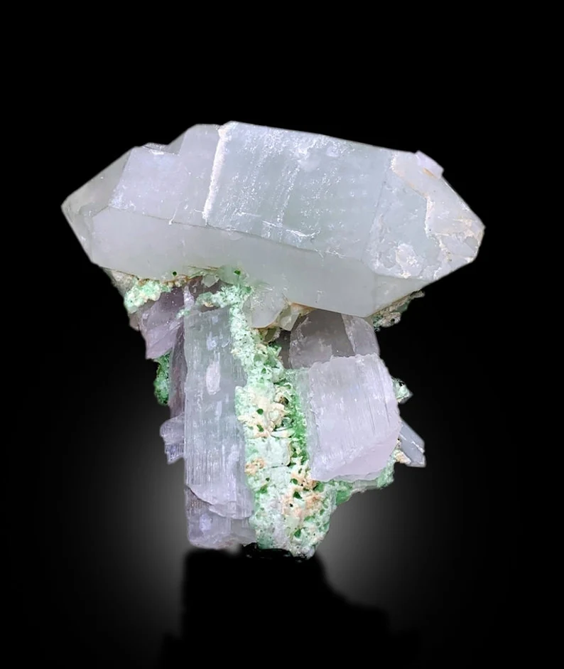 Pink Kunzite, Green Tourmalines, Quartz Crystals, Kunzite Specimen, Kunzite Tourmaline, Raw Kunzite, Kunzite with Tourmalines, 1985 g