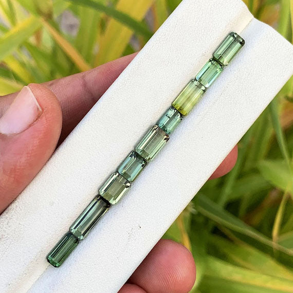 Mint Green Tourmaline Loose Gemstone Set, Emerald Cut Tourmalines For Bracelet Jewelry, Natural Tourmaline for October Birthstone, 11 CT