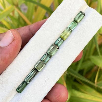 Mint Green Tourmaline Loose Gemstone Set, Emerald Cut Tourmalines For Bracelet Jewelry, Natural Tourmaline for October Birthstone, 11 CT
