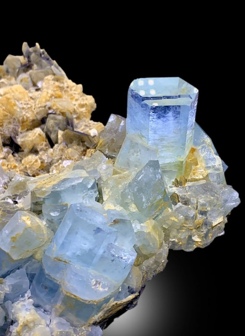 Blue Aquamarines With Calcite and Mica Mineral Specimen From Nagar Mine Pakistan - 2358 gram