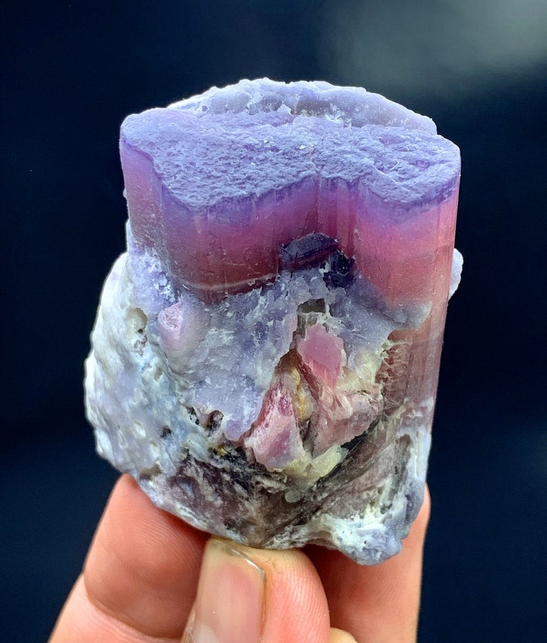Natural Blue Cap Pink Tourmaline with Blue Mica, Crystal Specimen, Tourmaline Crystal from Badakhshan Afghanistan - 155 gram