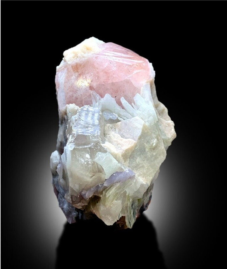 Pink Morganite Specimen, Morganite Crystal, Morganite with Quartz and Albite, Mineral Specimen, Raw Morganite, Crystal Specimen, 563 gram