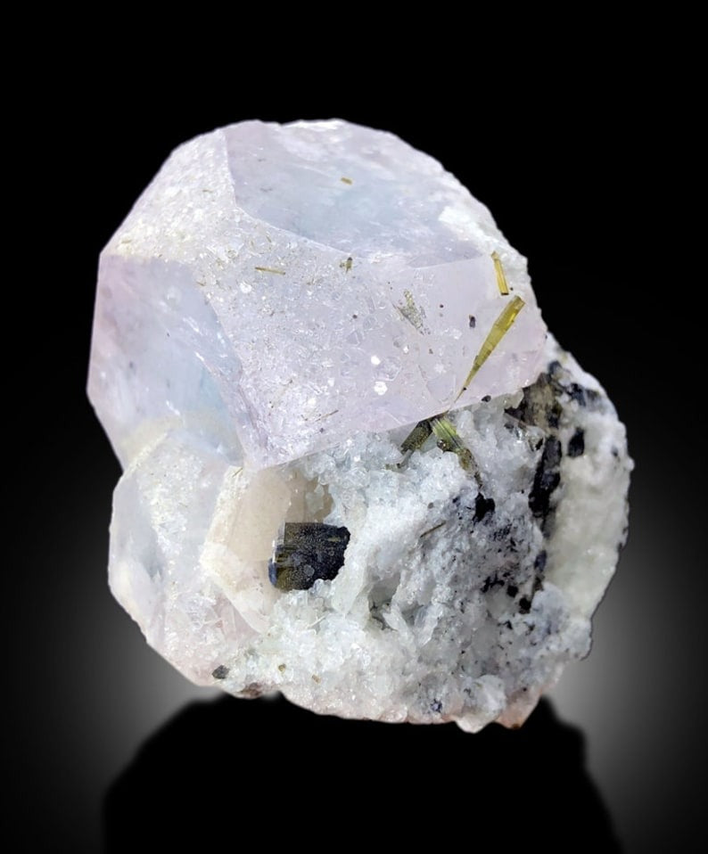AquaMorganite With Green Tourmalines and Albite From Dara e Peach Afghanistan - 128 gram