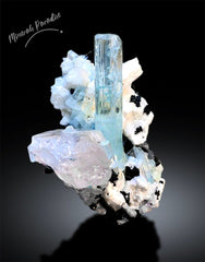 Aquamarine, Schorl,Quartz and Albite, Terminated Aquamarine, Aquamarine Specimen, Aquamarine Crystals, Combo Mineral, Mineral Specimen, 122g