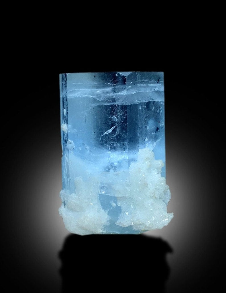 Natural Terminated Sky Blue Aquamarine With Albite From Shigar Valley SKardu Pakistan - 54 gram