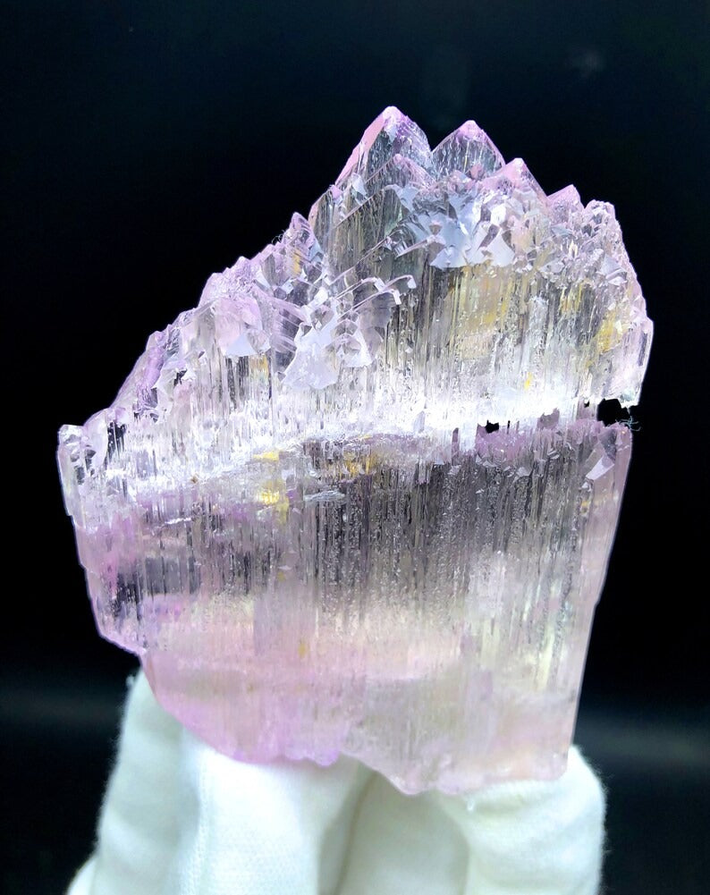 DT Etched Pink Kunzite Crystal with Complex Mountain Shape Terminations, Kunzite Specimen, Kunzite Gemstone, Raw Mineral - 173 gram