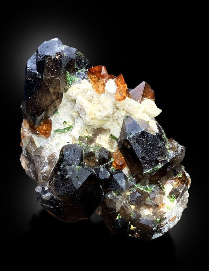 Topaz Crystals with Tourmalines, Herderite Crystals, Smoky Quartz Crystals, Crystal Cluster, Topaz Specimen, Tourmaline Cluster, 2471 g