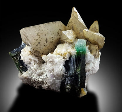 Blue Cap Tourmaline with Calcite from Paprok Afghanistan , 208 g