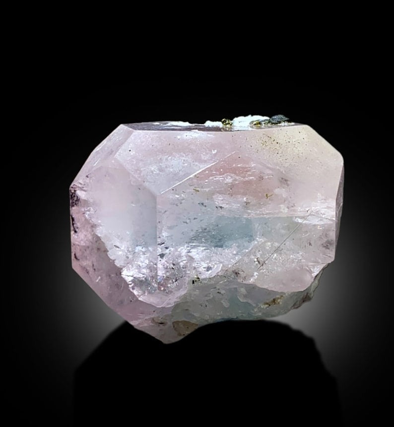 AquaMorganite Crystal, Green Tourmalines, Morganite var Aquamarine Crystal, Pink Morganite Specimen, bicolor Beryl, Mineral Specimen, 122g