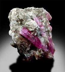 Pink Tourmaline Crystals with Albite and Feldspar, Tourmaline Specimen, Tourmaline Cluster from Paprok Afghanistan - 1340 g, 133*106 mm