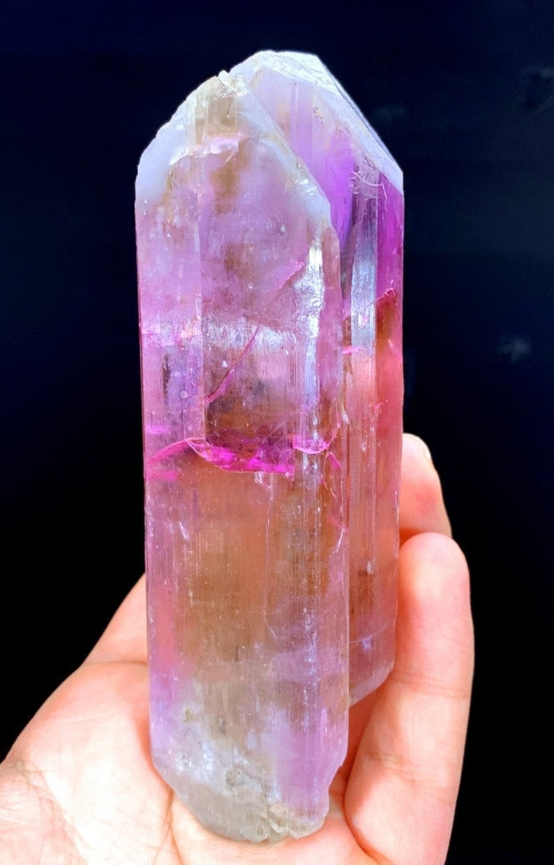 Natural Terminated Twinned Pink Kunzite Crystal From Afghanistan - 405 g