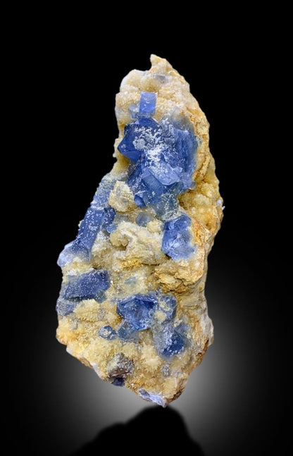 Rich Blue Colour Celestine Crystals Cluster with Yellow Color Calcite Mineral Specimen from Afghanistan , 728 gram