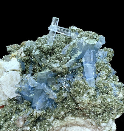 Aquamarine Crystals with Muscovite Mica, Aquamarine Specimen, Aquamarine Cluster, Crystals Cluster, Aquamarine Rough, 402 g