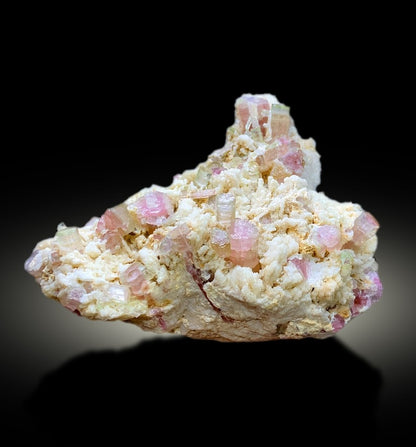 Natural Watermelon Tourmaline Crystals with Albite, Tourmaline Cluster, Tourmaline from Paproke, District Nuristan Afghanistan - 771 gram
