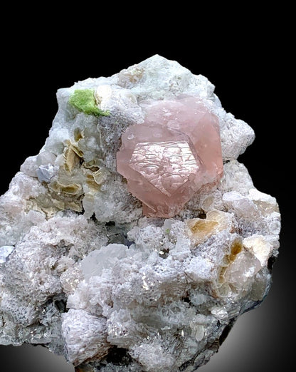 Natural Terminated Pink Color Morganite with Green Apatite and Lepidolite Mineral Specimen from Dara e Peach Afghanistan - 810 gram