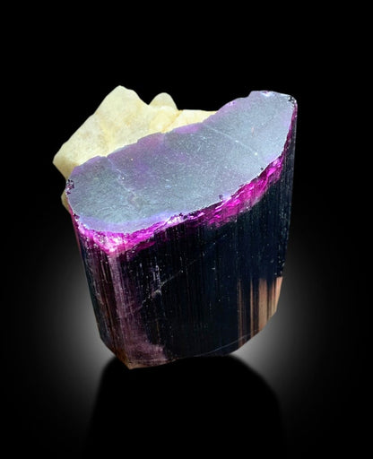 Pink Cap Tourmaline Crystal With Albite, Terminated Tourmaline, Crystal Specimen, Tourmaline From Paproke Afghanistan - 249 gram