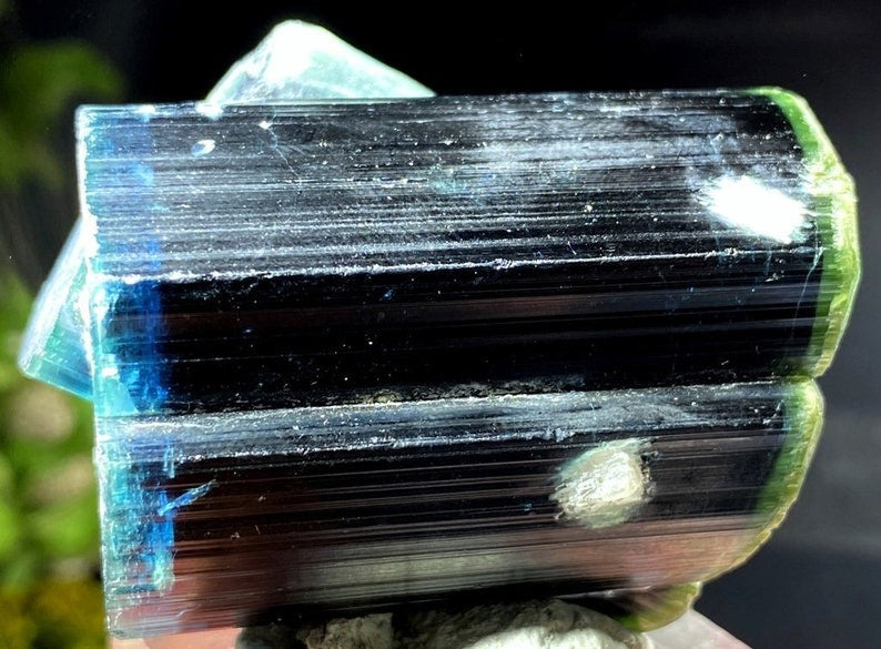 Tourmaline Crystal, Blue Cap Tourmaline, Bicolor Tourmaline, DT Tourmaline, Raw Tourmaline, Tourmaline for sale, 143 Gram , 55*42*36 mm